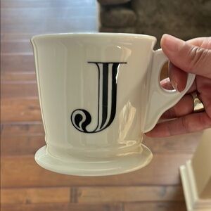 Anthropologie Monogrammed White Mug with Black Letter J